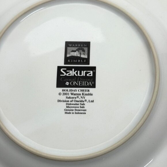 Warren Kimble Holiday Cheer Sakura Oneida Set of 4 Salad Plates Farmhouse Cat - Picture 7 of 15